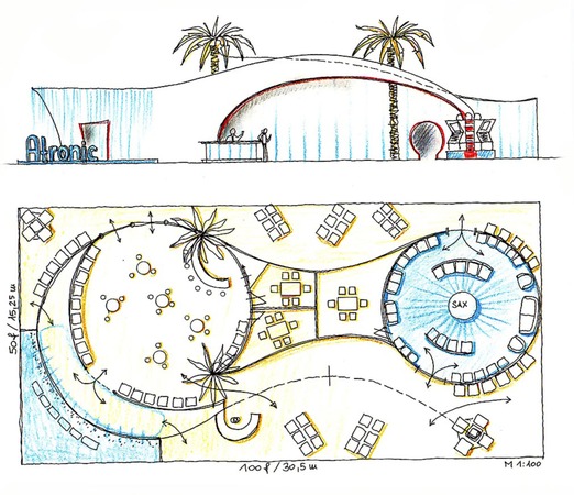 Messestand Architektur Planung für den ATRONIC Messestand zur Casino Messe G2 in Las Vegas
Las Vegas - Messe Architektur Konzeption Planung und Design für den Messestand der Casino Firma ATRONIC. Mit runden und geschwungenen Wandabwicklungen in die metallene effektvoll beleuchtete Palmen integriert sind. Blickfang mit Projektionen ist der Wasserfall.