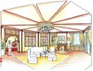 Livingroom design in the style of the entire villa furnishing