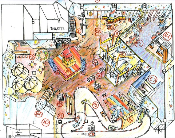 Kinder Indoor Spielplatz - Detail Plan
Kinder Indoor Spielraum bzw. Spielhallen Planung und Design - Grundrissplanung,