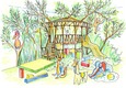 Kinder Spielraum Dschungel im Spielplatz Design als Kinder Unterhaltungsmöglichkeit für ein Hotel