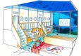 Hotel kid’s corner play area in waterworld Design
Draft for a hotel indoor kids playarea with animations, light effects and video games, which create the impression of beeing in waterworld station.
