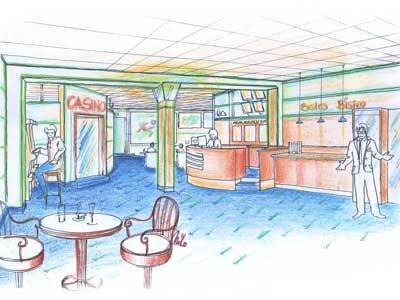 Casino und Spielhallen Interior Design - Planung eines neuen Lokales und dessen Umsetzung
Ein neues Casino Interior Design mit zahlreichen Licht Effekten wurde von Milo geplant und die Umsetzung &uuml;berwacht.
