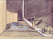 Stage designs image - for Enzensberger's "Misanthrope"
Stage planning and facilities - here's the design on the basis the stage design for Enzensberger'' A Misanthrope'' was born. Of course there were changes of the stage equipment till it was certain.