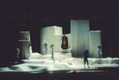 stage-design created by Milo for Sheakespeares "Storm"
On a revolving stage the island was developed and so it was possible to show constantly chanching optical impressions.
