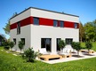 Modern facade design for a lightweight precast concrete house from CHARMING HAUS