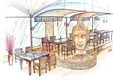 Dining restaurant lounge bar interior design and concept for the dinning area Asia