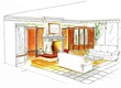 Mansion winter garden interior design in country house style, adapted for a villa