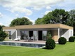 Visul bungalow casa design - forme arhaice - materiale sunt piatra / concreta + lemn
