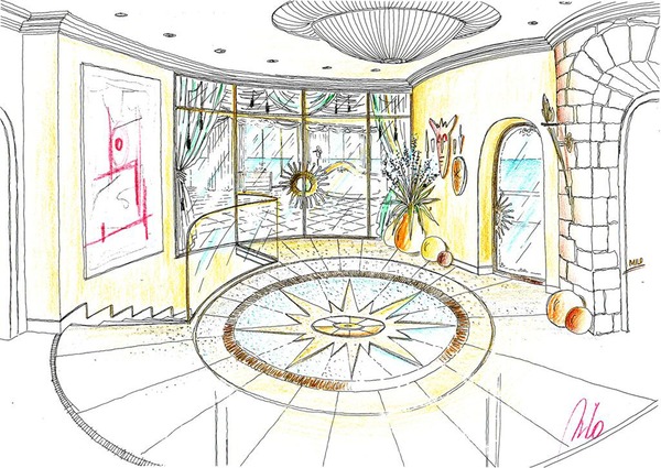 Villa interior design - entrance area planning - the House of Sun in Spain and its entrance hall
Spanish dream beach villa - interior design and planning for a beautiful project. Milo designed the entrance area of the villa - walls of glass enhance the view into all rooms. The visitor’s eye is distracted by the light installation within the very clear lines of the floor’s pattern.