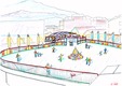 Outdoor ice skating on synthetic floor - attractive interior design planning and equipment in a ski resort