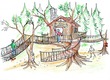 Bambini sentieri design con casa sull'albero per le avventure della famiglia