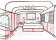 Romantic hotel room design + planning for a theme hotel
 Romantic theme hotel room design and planning - here is a variant of an ''train compartment''' with typical train elements, a cozy bed, an open bath area and many train accessories and attributes