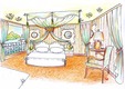 Romantic hotel room design + planning for a theme hotel