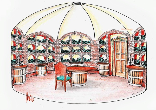 Country house wine cellar planning - Milo designed a antic wincellar in a modern house
Country house interior design and wine cellar planning for a private house in the antic style