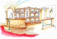 Milo´s countryhouse architectur interior design - a winecellar between 2 restaurant areas